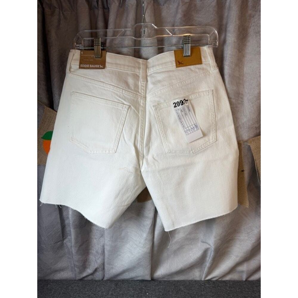 New Eddie Bauer Women Size 6 White Stretch Cotton High Rise Cutoff Denim Shorts - Picture 4 of 11